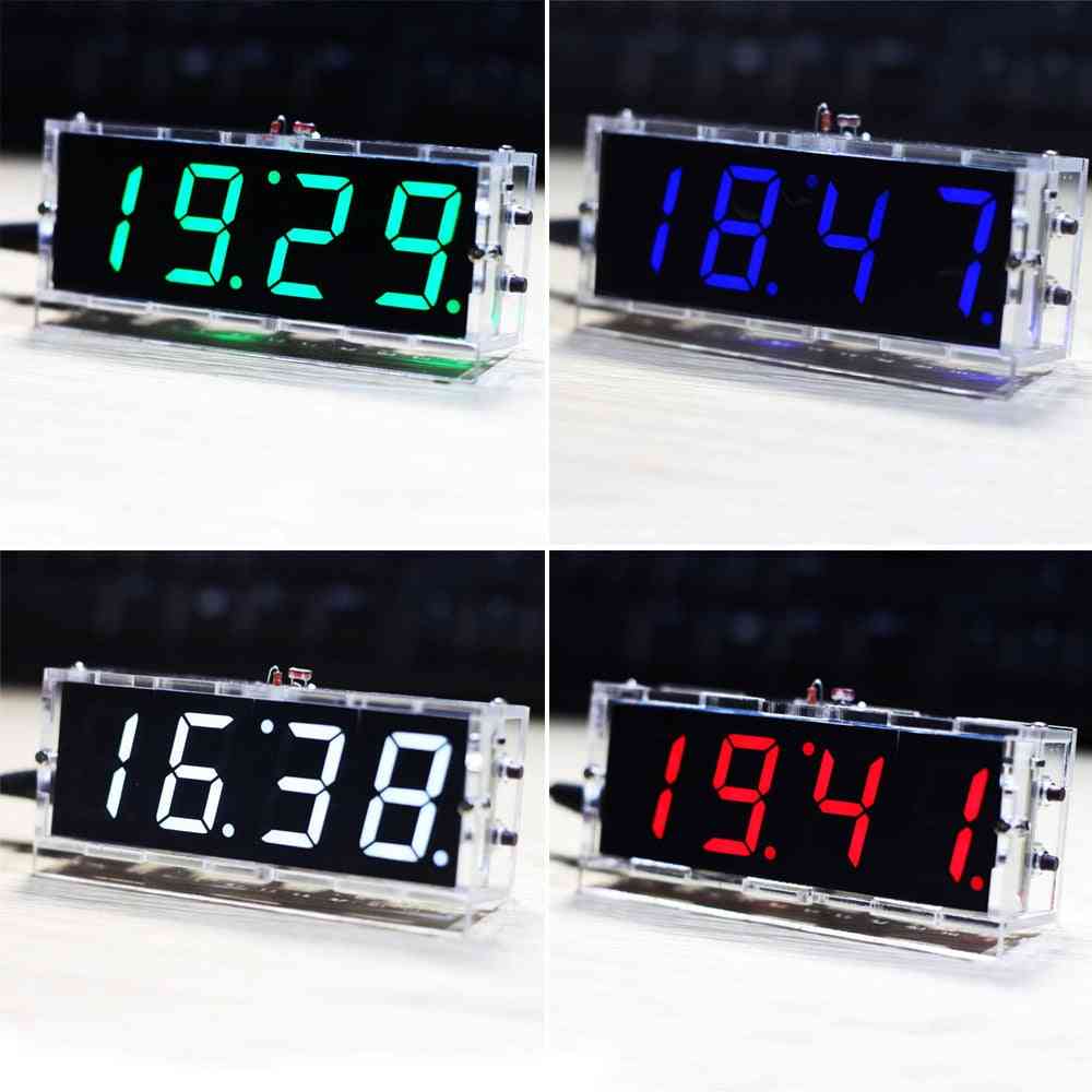 Date Time Display With Transparent Case, Stylish Diy Digital Led Clock Kit