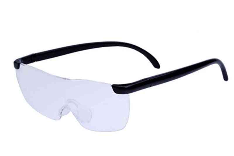 Noszenie powiększających okularów do czytania;