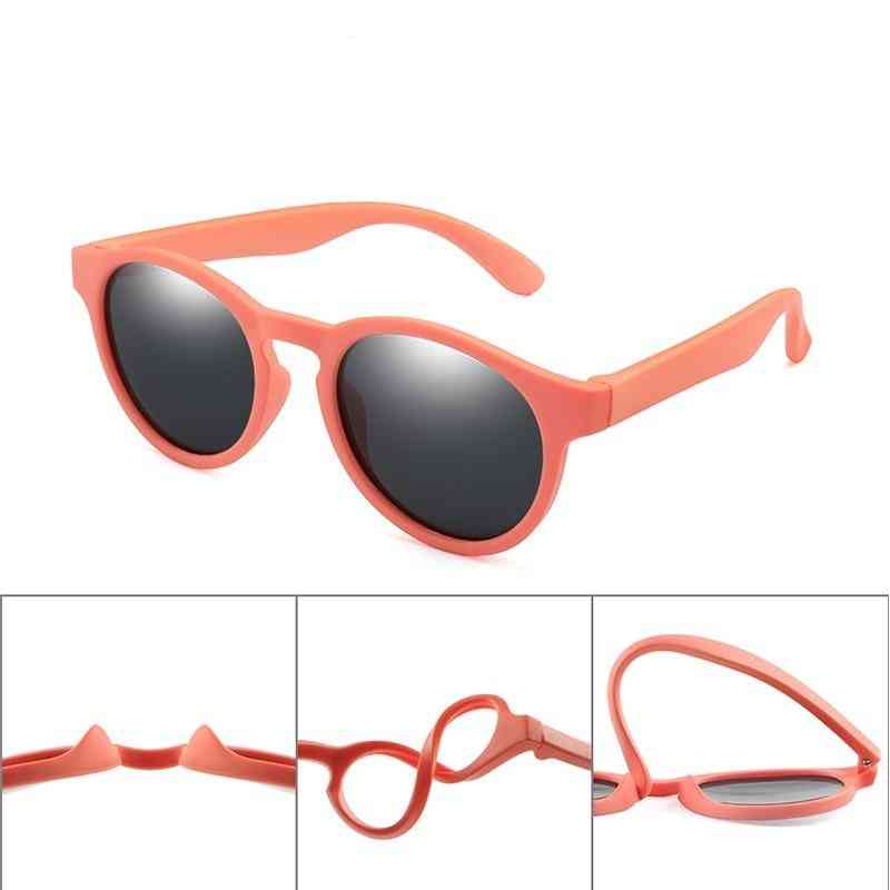 Uv400- färgglada polariserade, runda solglasögon, silikonglasögon