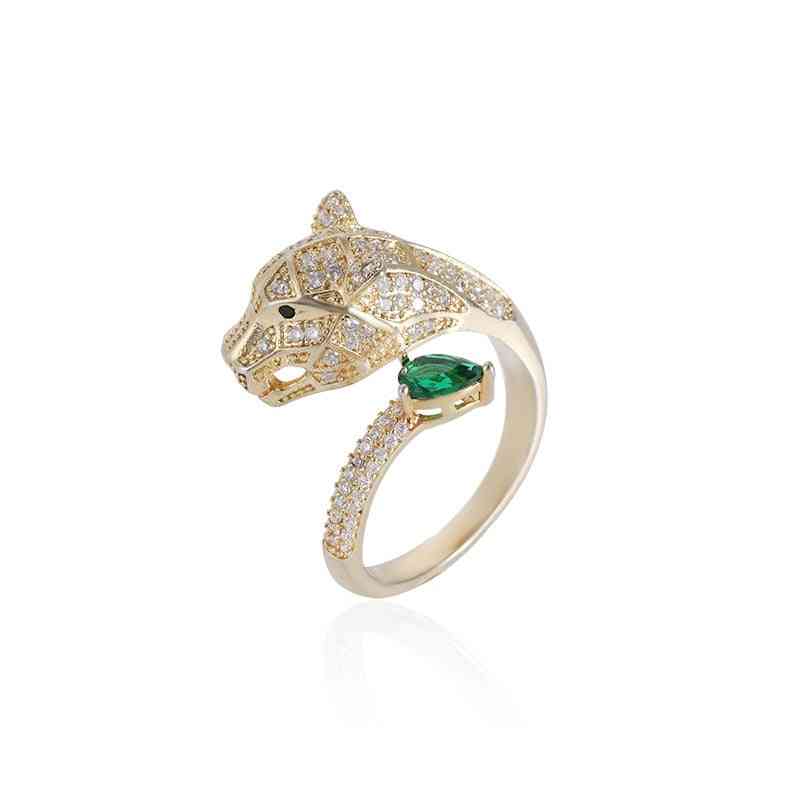 Leopard Head Design, Zircon Wedding Ring, Men