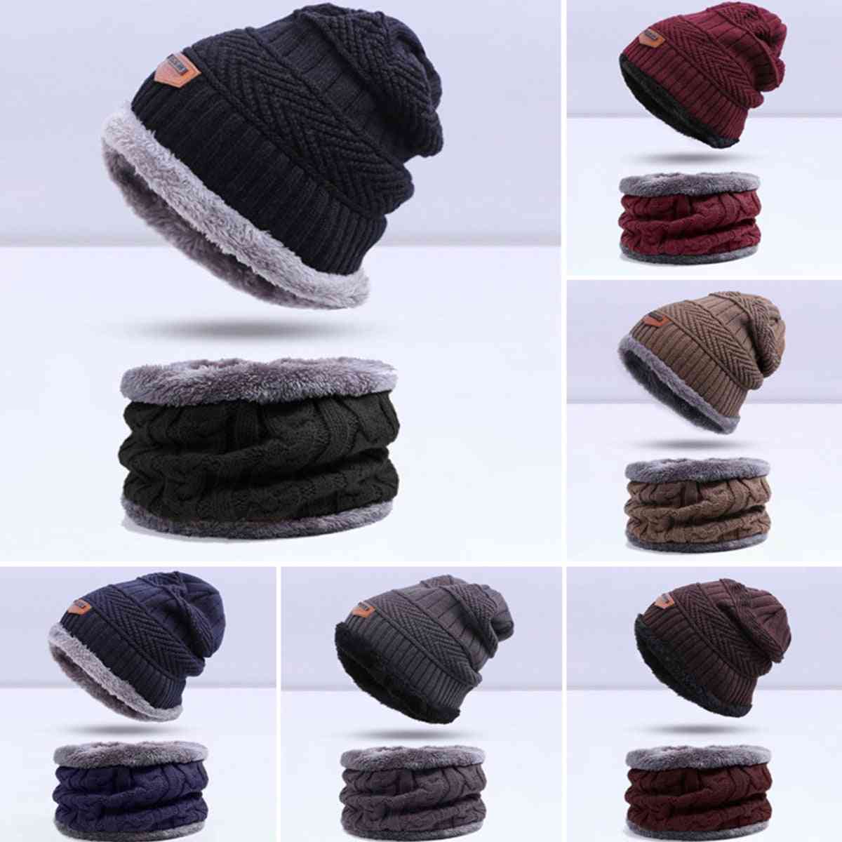 Winter Hat Scarf Set, Knitting Warm Wool Cap Scarves