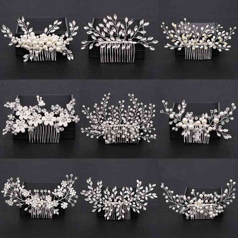 Pearl Crystal, Hair Combs, Bridal Flower, Headpiece Accessories