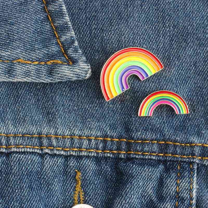 Colorful Enamel- Rainbow Metal Brooch, Denim Badge Pin