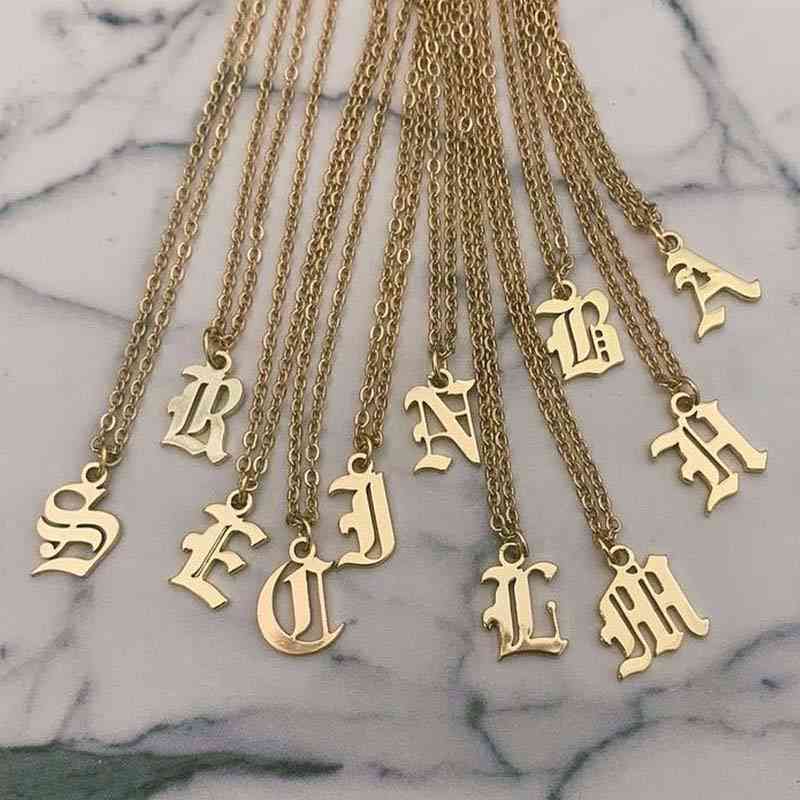 Stainless Steel- Letter Gold, Necklaces Chain