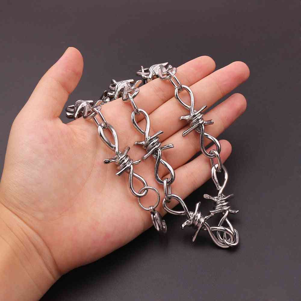 Punk Style- Barbed Wire Brambles, Hip-hop Link Chain, Choker Necklace
