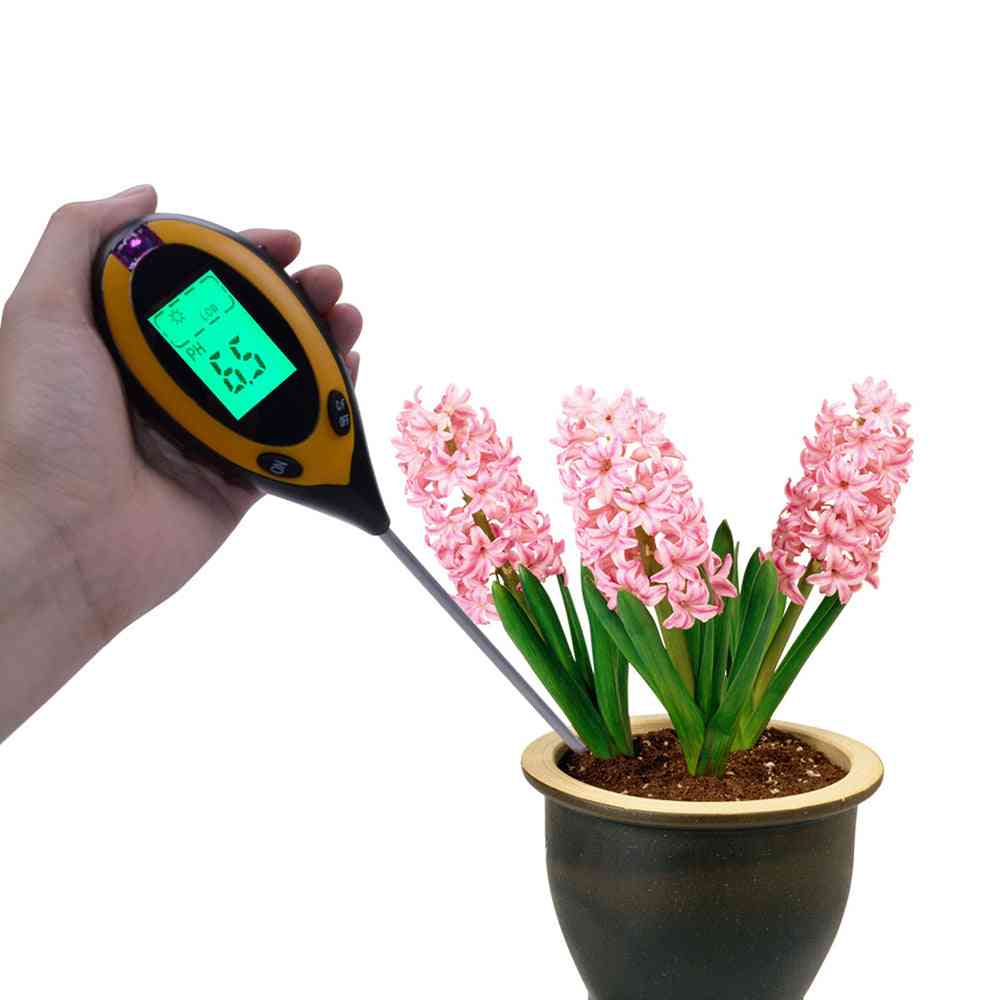 4-in-1 digitaler pH-Wert, Bodenfeuchte, Messgerät, Temperaturintensität, Messwerkzeug