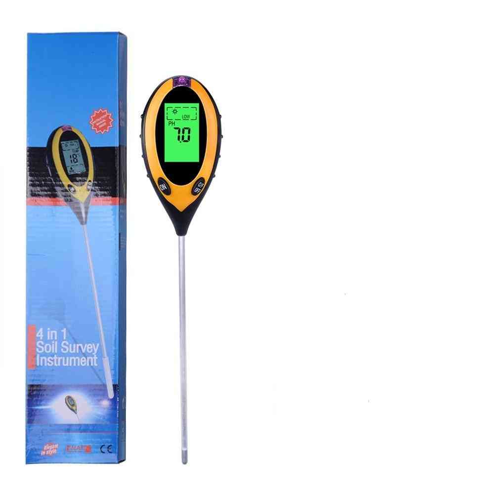PH digital 4 en 1, humedad del suelo, medidor de monitor, intensidad de temperatura, herramienta de medición
