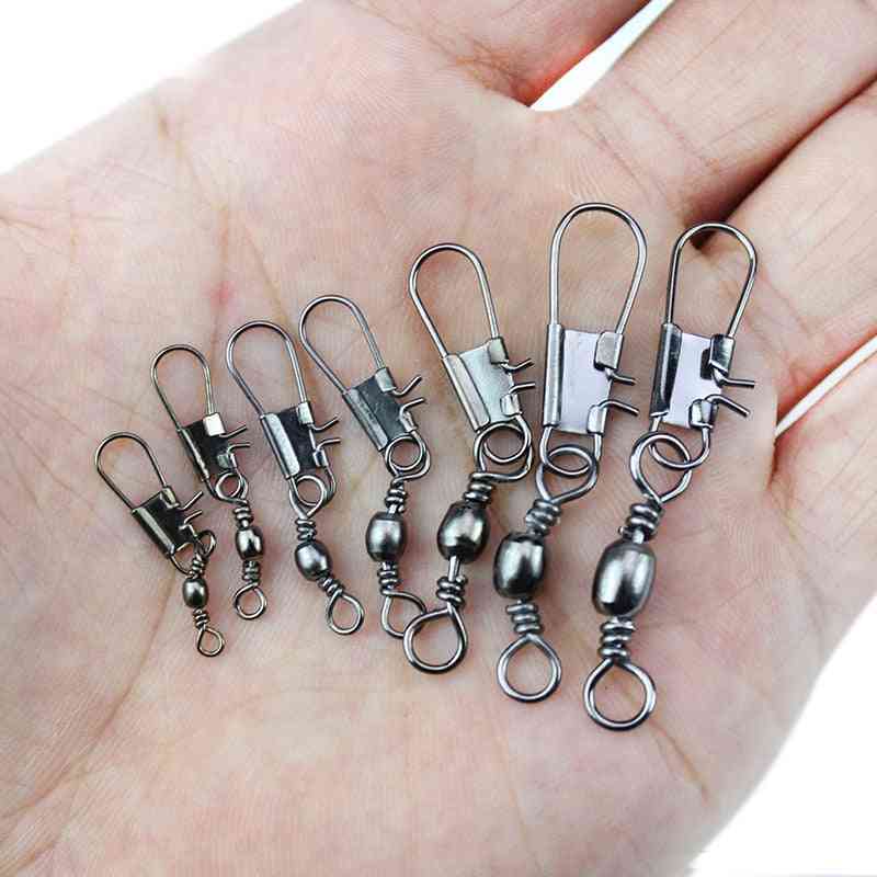 Stainless Steel Swivels Fishing Connector Pin Bearing Swivel With Snap Fishhook Lure Tackle Accessories