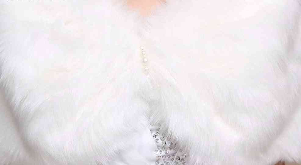 Zimowa ciepła - sztuczne futro, kurtka ślubna bez rękawów