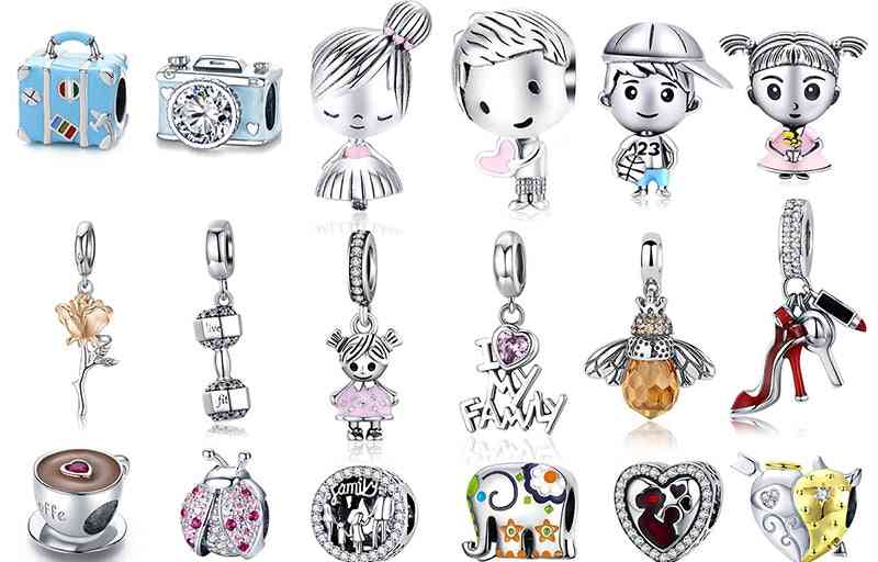 Sterling Silver- Flamingo Bee Charms  Beads Bracelet, Pendants For Boy &