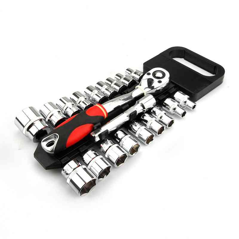 Crv Quick Release Reversible Ratchet Socket Wrench Set Tools With Hanging Rack