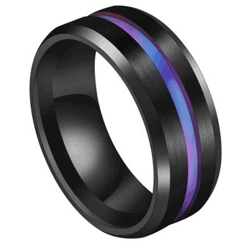 Trendy Stainless Steel- Groove Rainbow Rings