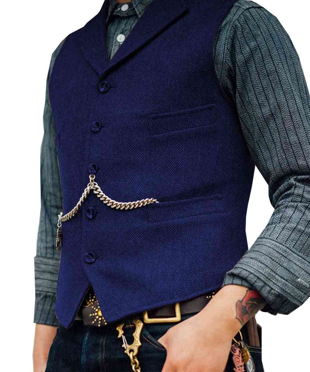 Men's Suit Vest Boutique, Wool Tweed, Slim Fit Leisure Cotton Business Waistcoat