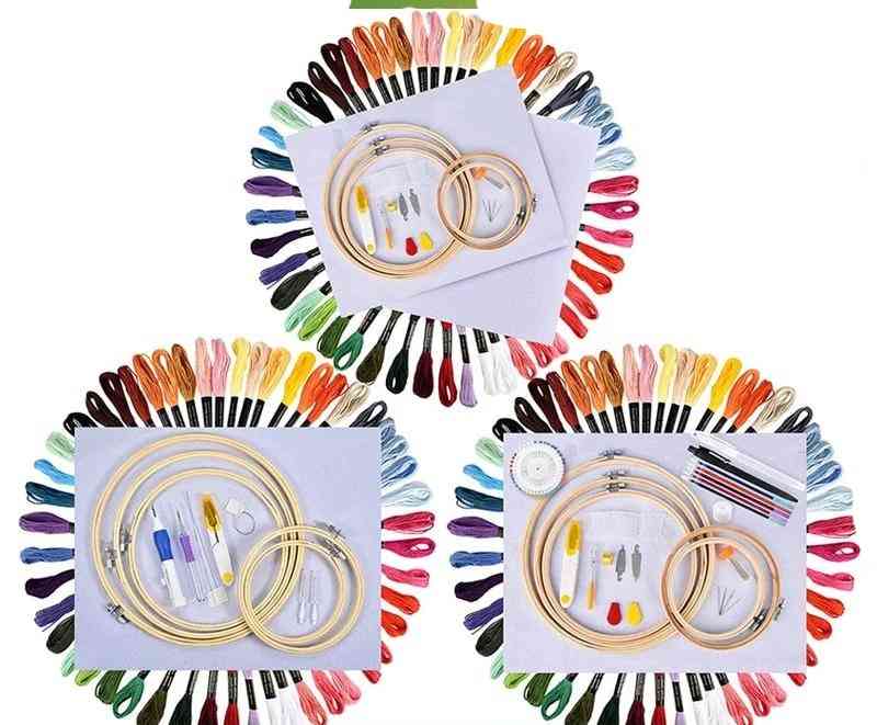 Embroidery Skeins Sewing Kit- Cross Stitch Needle Tool, Knitting Stitching Sets