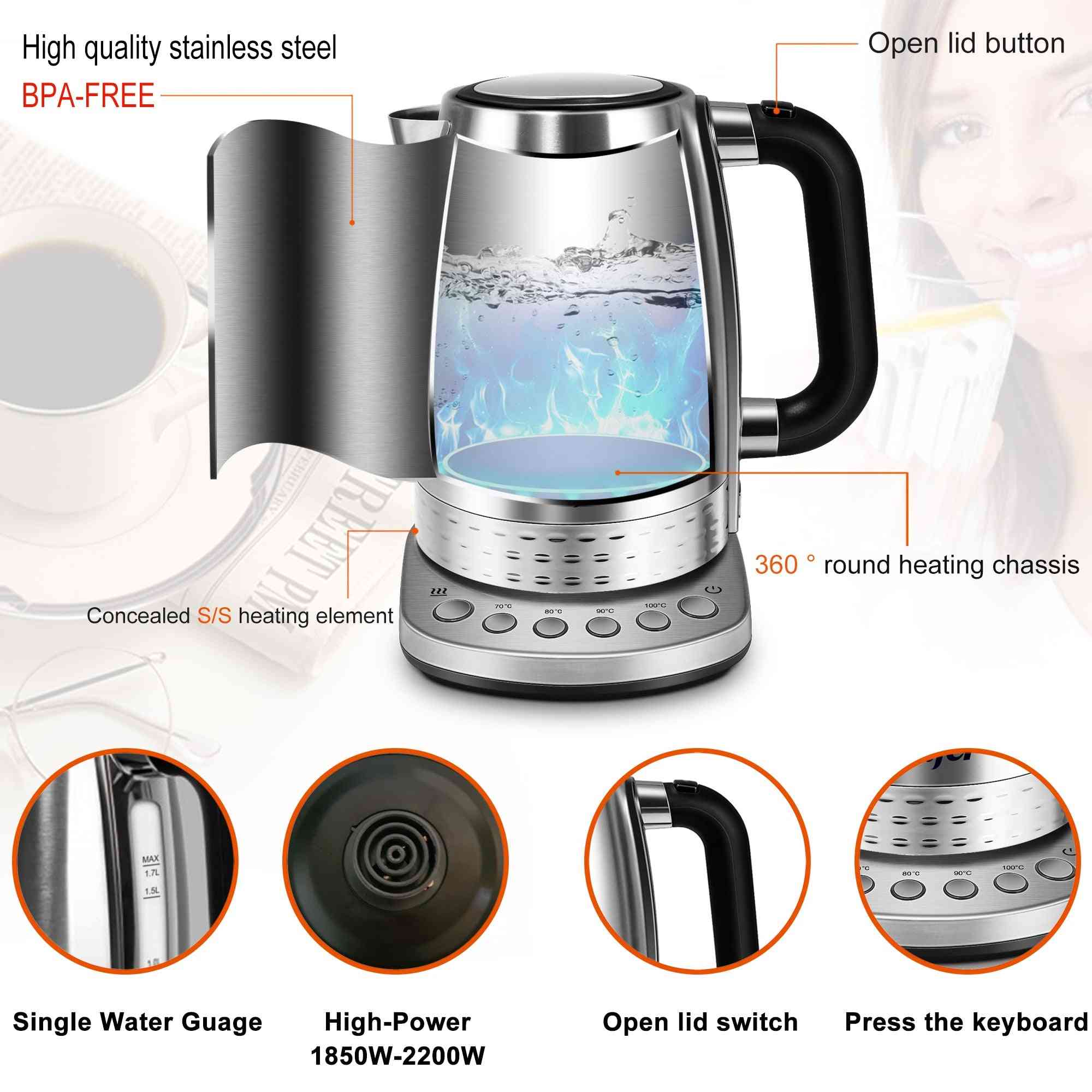 Electric , Stainless Steel, Kitchen Whistle Kettle Samovar, Tea Thermo Pot