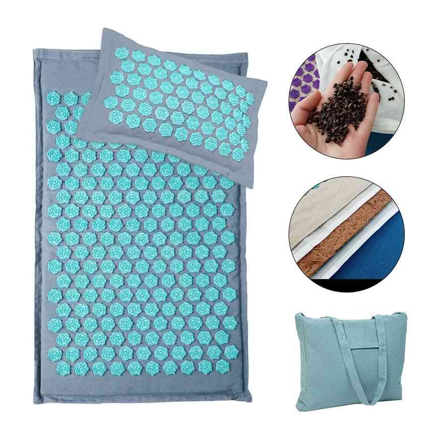 Linen Coconut Palm Acupressure Mat Massage With Bag Relaxation Stress Relief Massager Cushion