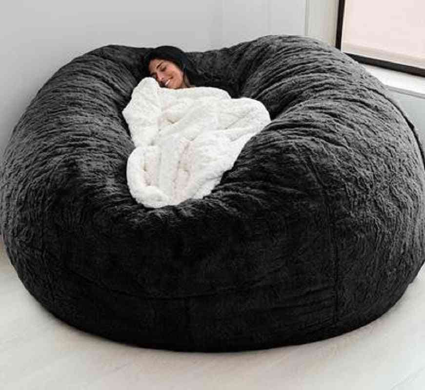Myk bønnepose sofa deksel, fest fritid gigantiske store runde myke faux pute seng