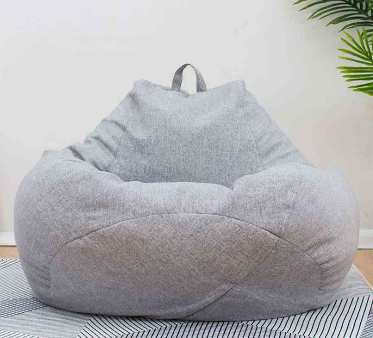 Bean Bag Sofas Cover Chairs Without Filler Linen Cloth Lounger Seat