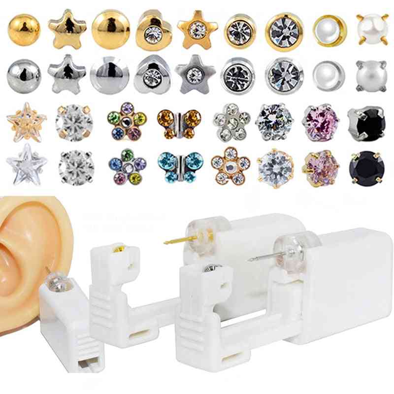 Disposable Sterile- Ear Cartilage, Tragus Helix Gun, Steel Stud, Earring Star Ball