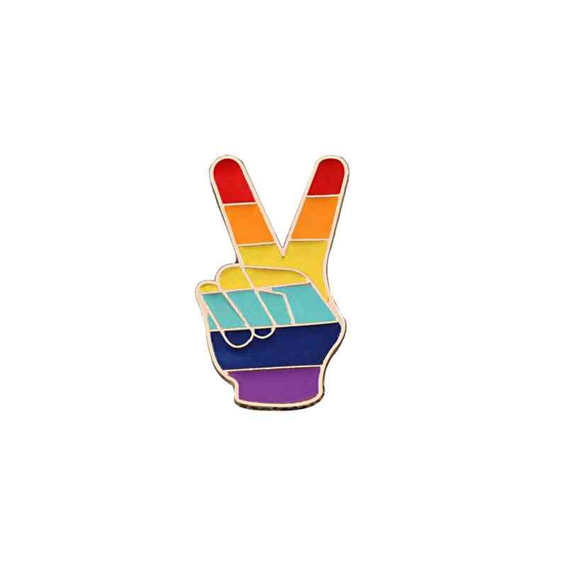 Creative Heart Yeh Finger Pin, Brooch Metal Pins Badge