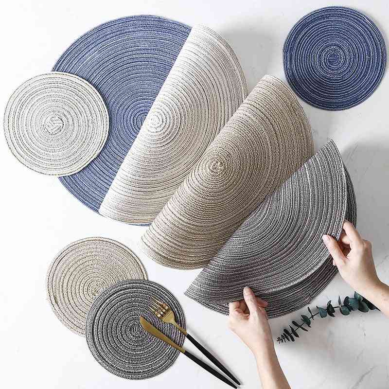 Round Ramie Insulation Pad Solid Placemats Linen Non Slip Table Mat