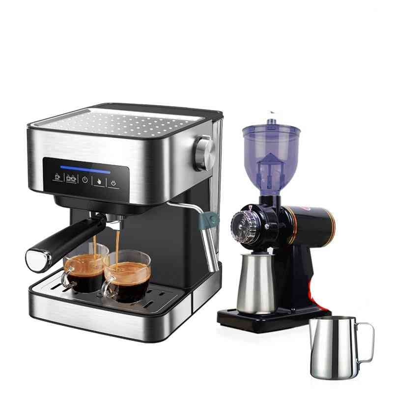 Cafetera espresso semiautomática de acero inoxidable, cafetera espresso de café en polvo
