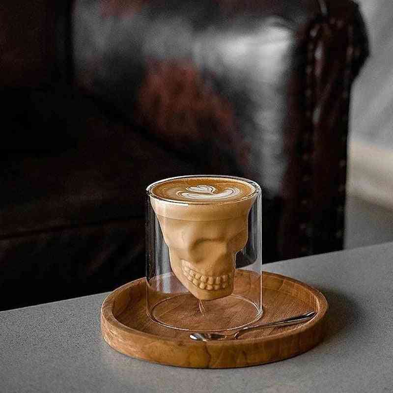 Skull Coffee Mug, Double-layered Crystal Head Glass Cup