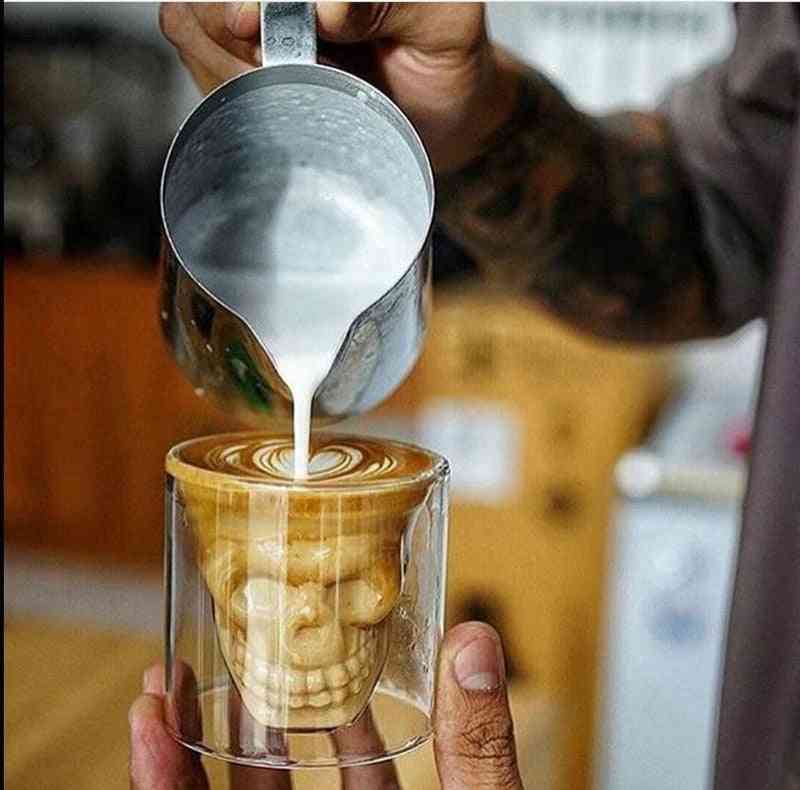 Skull Coffee Mug, Double-layered Crystal Head Glass Cup