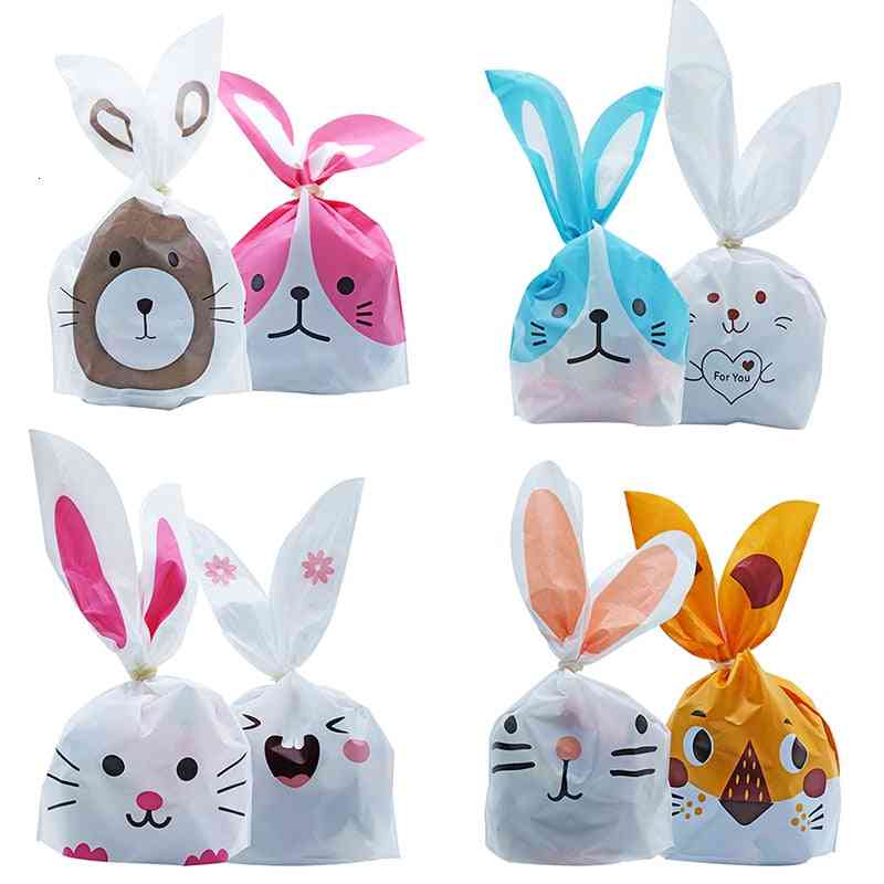 Cute Rabbit Ear Cookie Plastic Candy Bags For Event Party Package Supplies