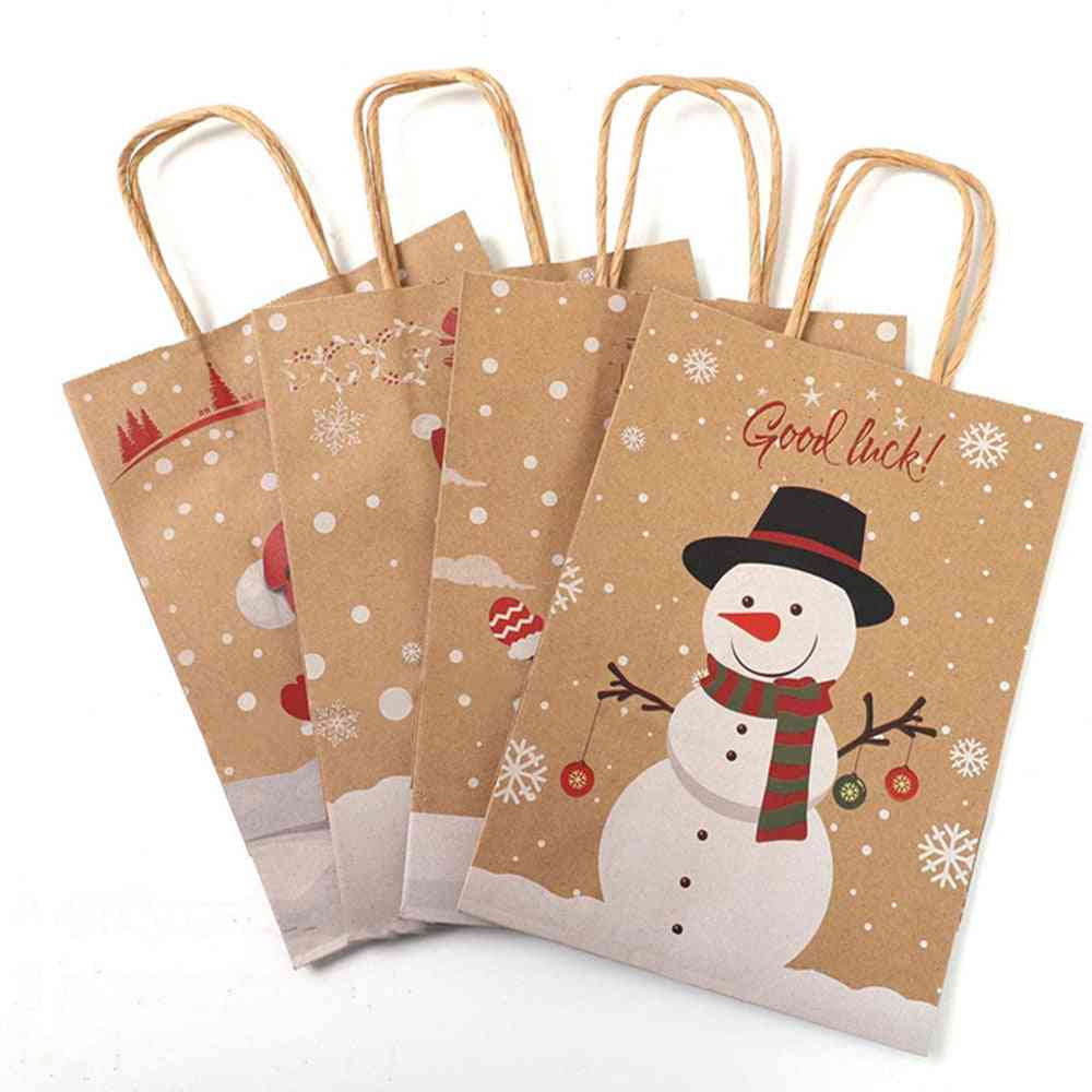 Galleta de muñeco de nieve, fiesta de empaquetado, cajas de regalos kraft, bolsas de papel con asa