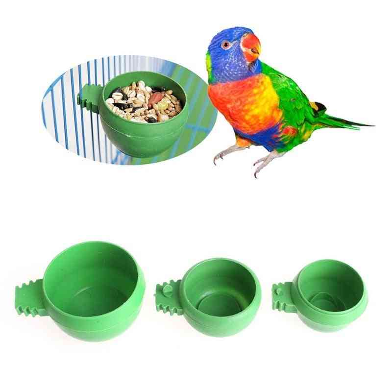 Mini fugl papegøje mad vandskål, feeder, plastduer, sandkop
