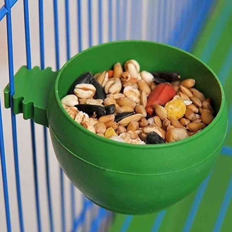 Mini fugl papegøje mad vandskål, feeder, plastduer, sandkop