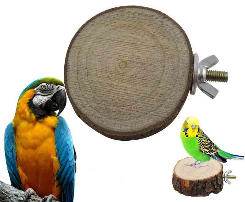 Round Wooden Squirrel, Parrot, Bird Perch Stand Platform, Pet Hanging Toy