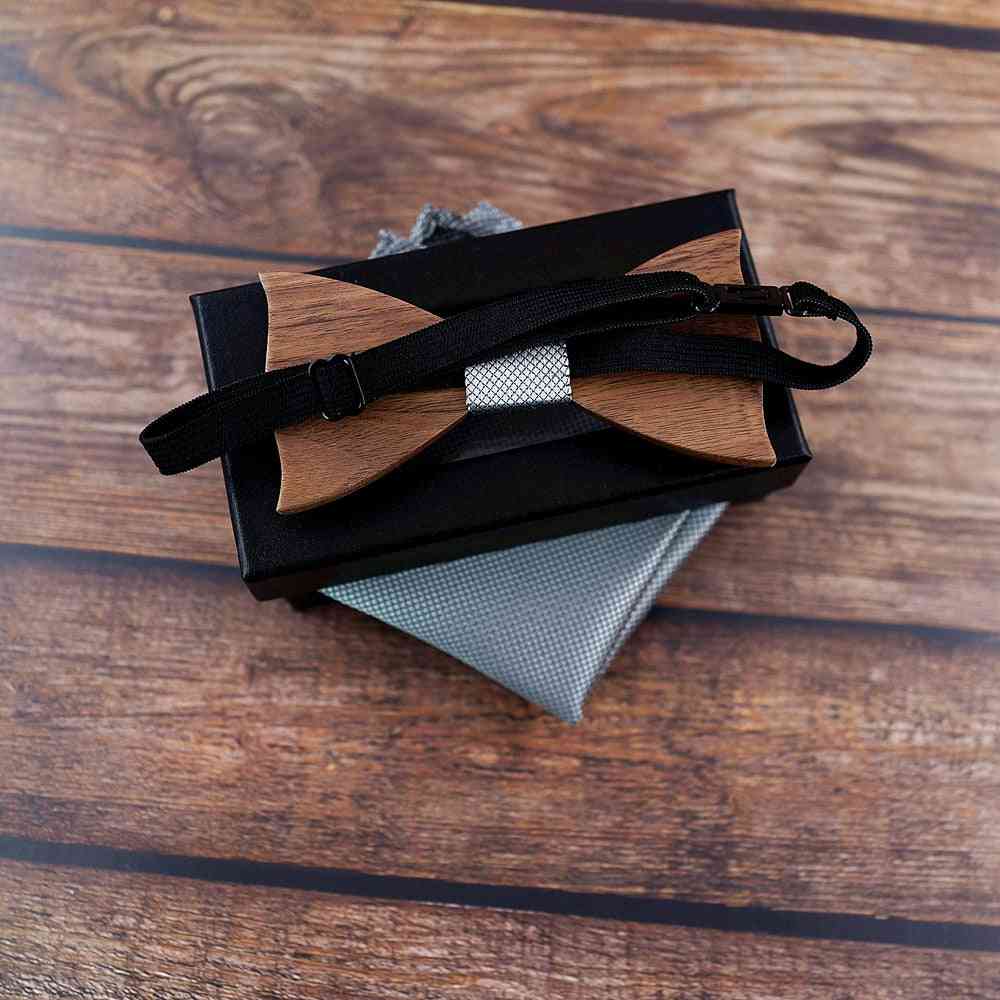 3D fa zseb négyzet mandzsettagomb divat fa csokornyakkendő esküvői szett