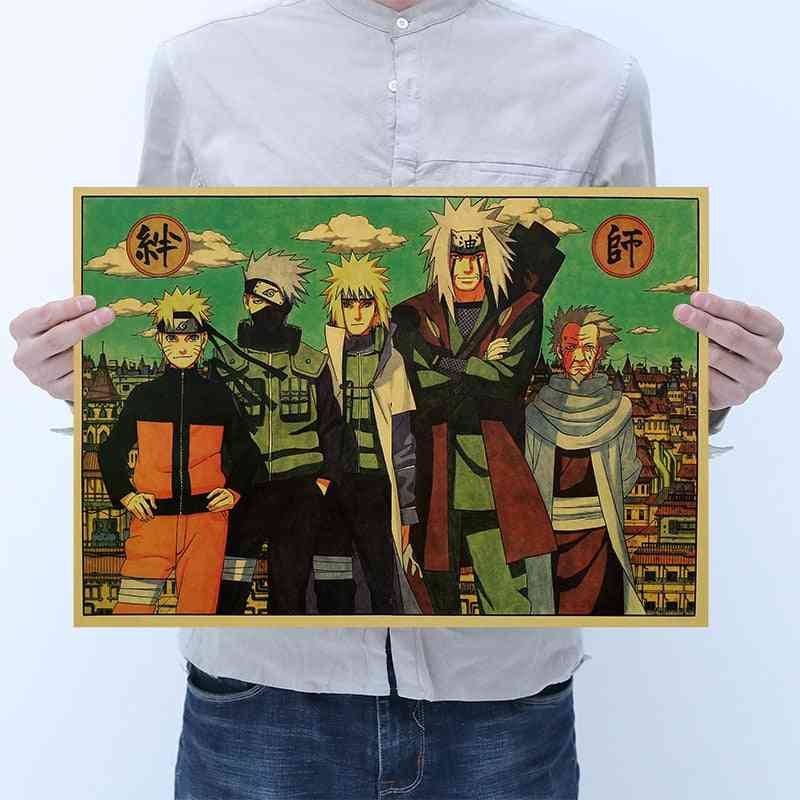 Naruto Anime, Picture Character Collection, Retro Kraft Poster, Wall Sticker