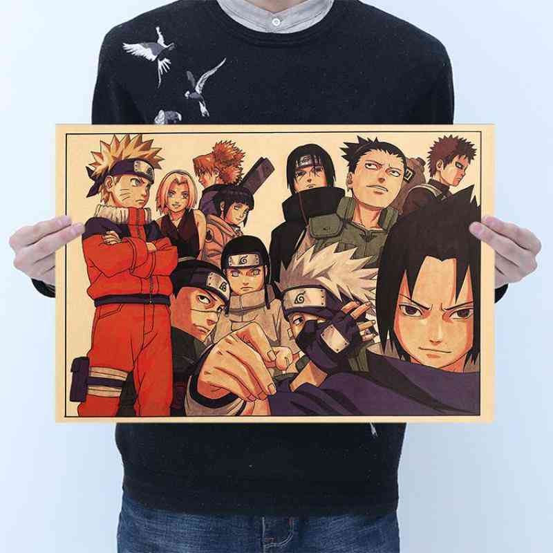 Naruto Anime, Picture Character Collection, Retro Kraft Poster, Wall Sticker