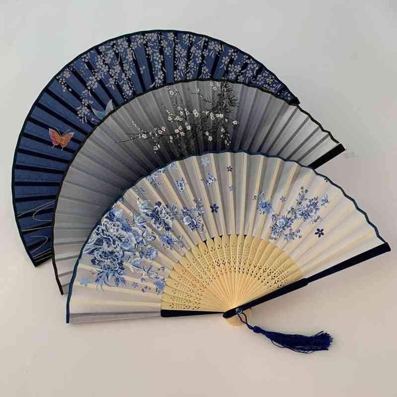 Chinese & Japanese Pattern, Art Craft, Vintage Style, Silk Folding Fan