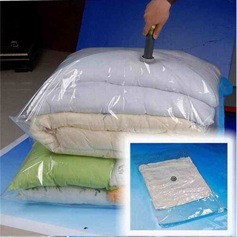 Vacuum Storage Bag, Quilt Transparent Foldable, Compressed Organizer For Clothing