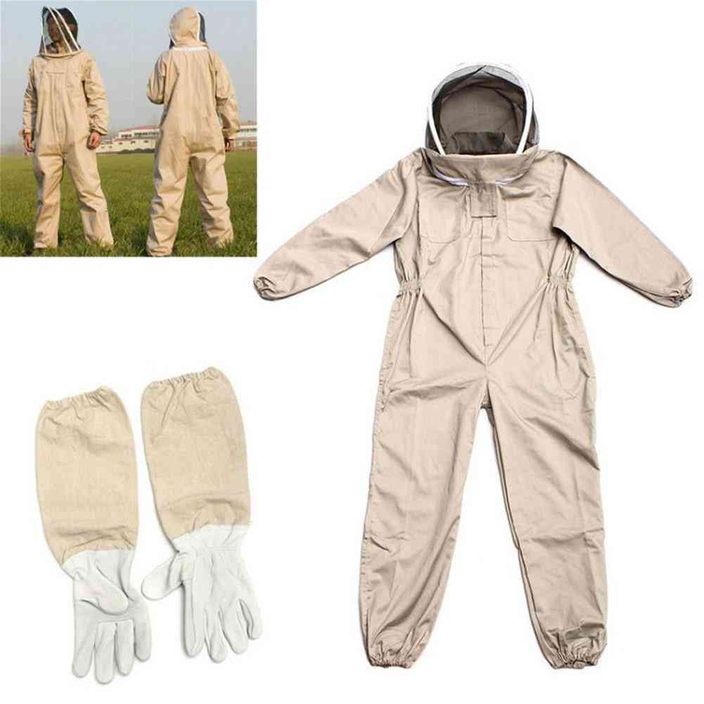 Professional Ventilated Full Body Beekeeping Suit With Leather Gloves