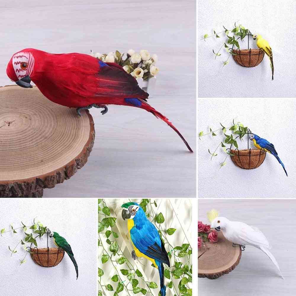 Simulare manuală papagal- ornament de pene creative, decor de grădină