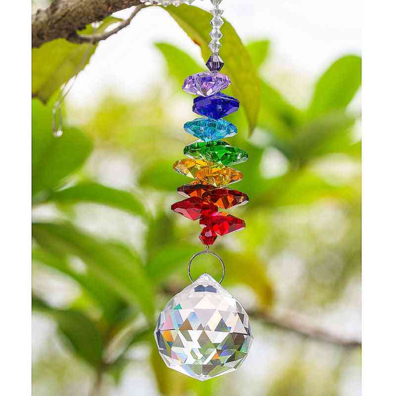 Chakra Suncatcher, Chandelier Crystal Ball, Prisms Pendant, Window Hanging