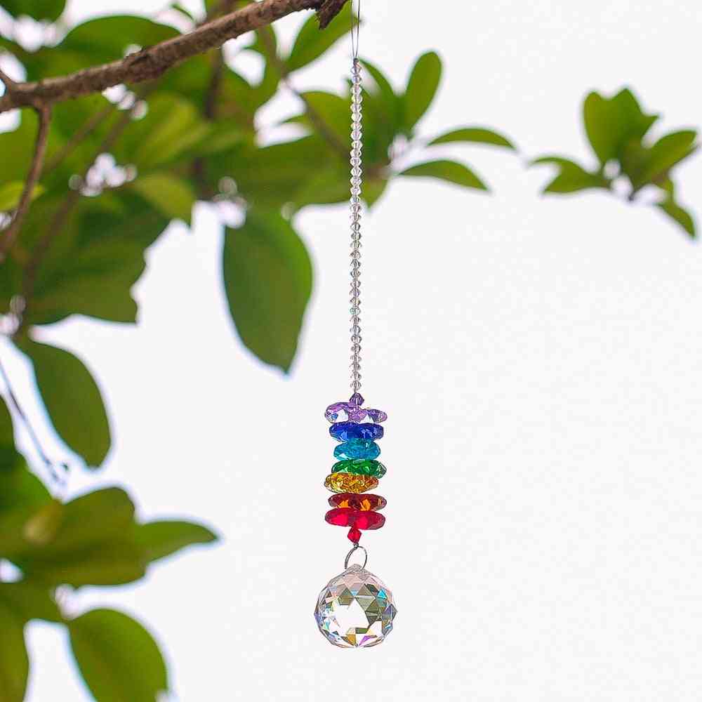Chakra Suncatcher, Chandelier Crystal Ball, Prisms Pendant, Window Hanging