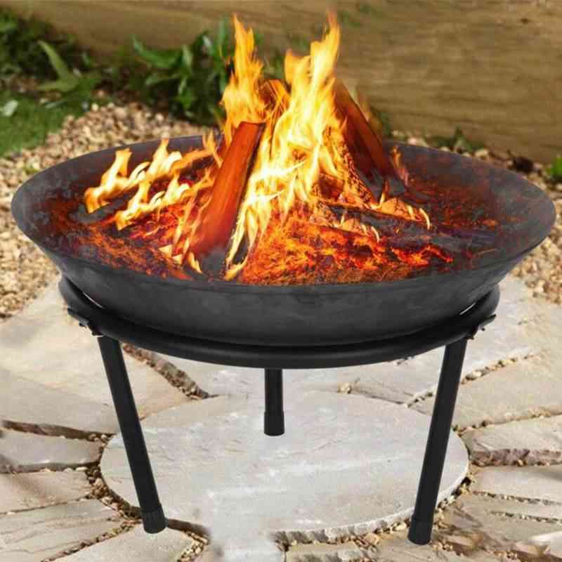 Steel Large, Fire Bowl, Cast Iron Modern For Garden Outdoor, Stylish Pit