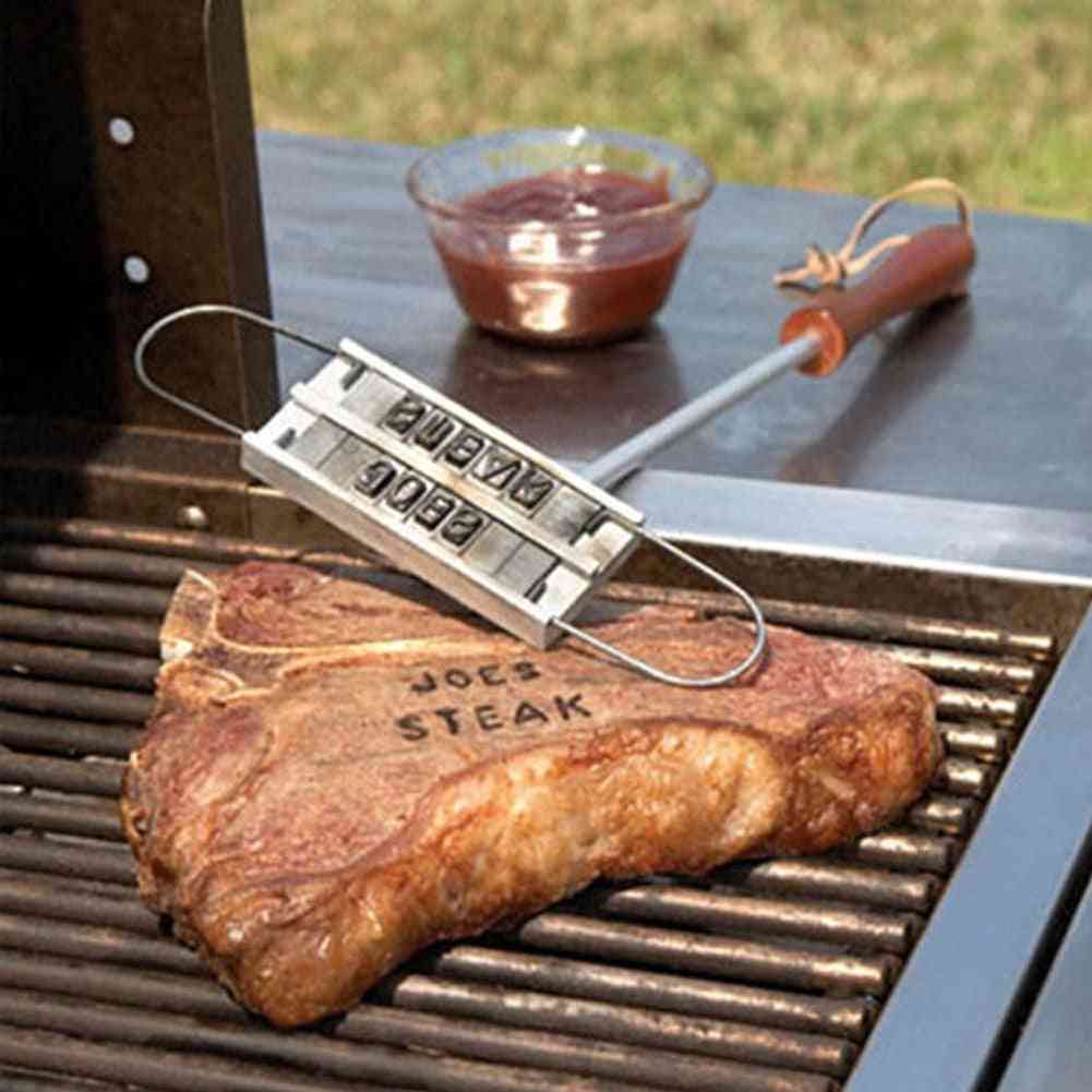 Grillező vasaló 55 betűvel, bbq steak hús grill villás szerszám tartozékok