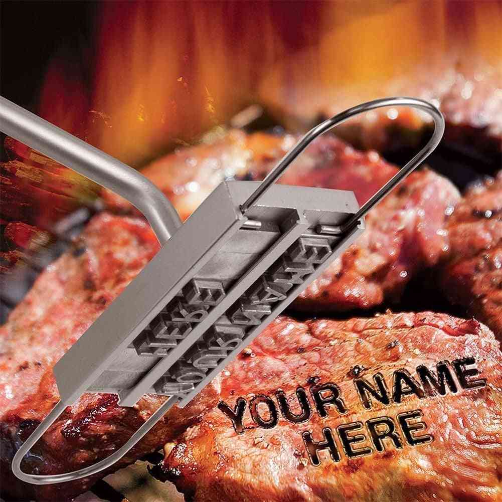 Grillező vasaló 55 betűvel, bbq steak hús grill villás szerszám tartozékok