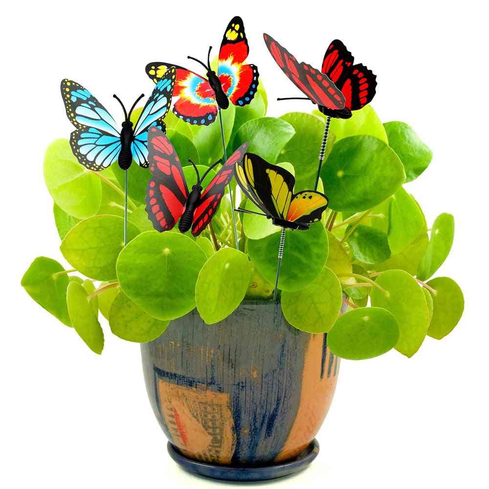 Colorful Stakes Butterfly Flower Pots Decoration With Pile