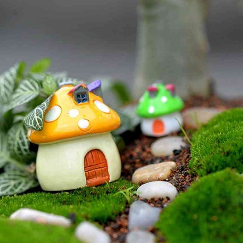 Mushroom House Resin, Figurine Craft Plant Pot For Garden Decoration