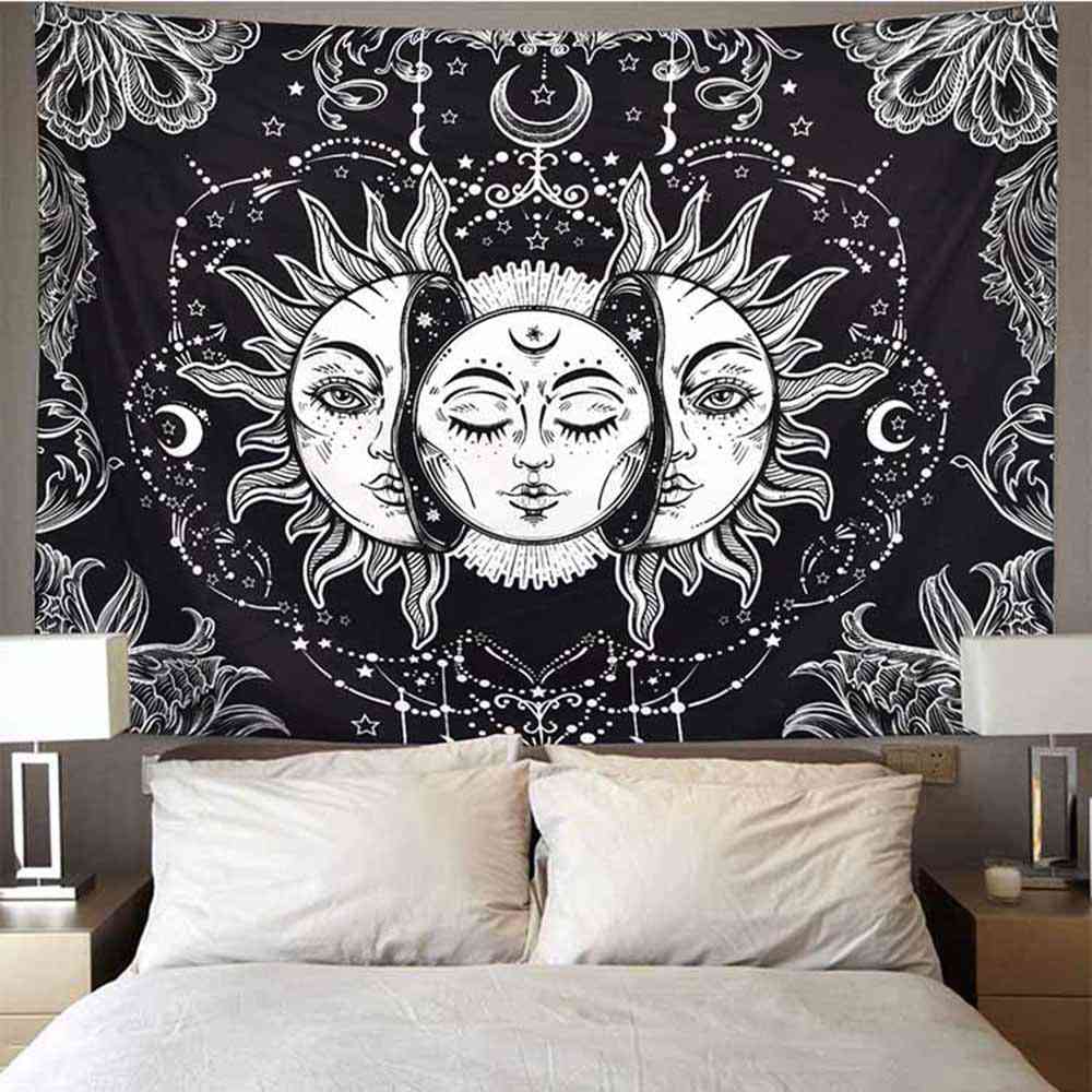 Mandala Sun Moon Tapestry, Wall Hanging Gossip Tapestries Hippie Rugs Dorm Blanket