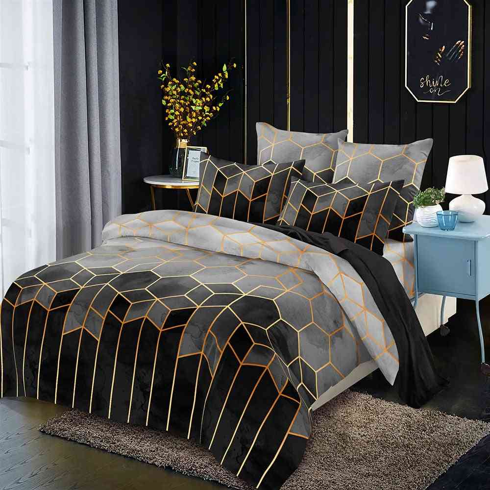 Geometric Pattern Gilded Bedding Duvet Cover With Pillowcase