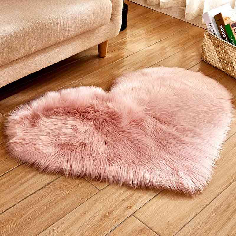 Amor corazón alfombras de lana artificial alfombra peluda alfombra de piso de imitación